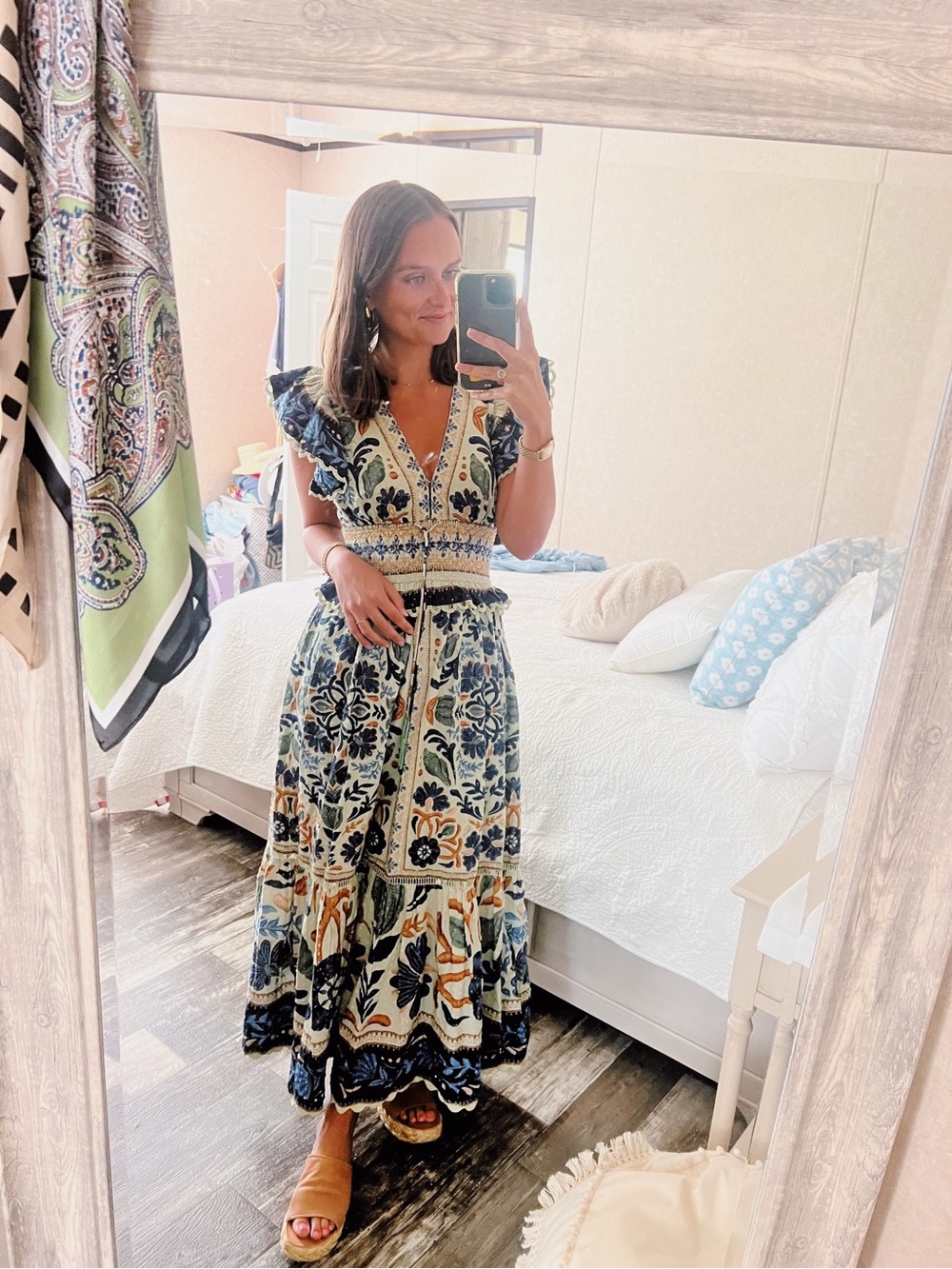 Farm Rio Green Floral Ocean Tapestry Maxi Dress - Picture 5 of 6